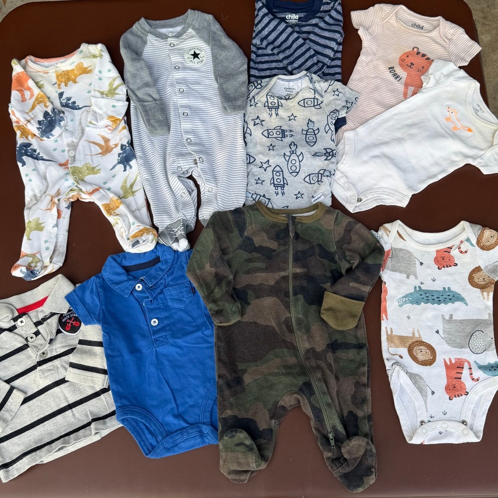 Carter's Gerber Converse Baby Boy NB 10pc Bundle Multicolor Good Sleepers Lot